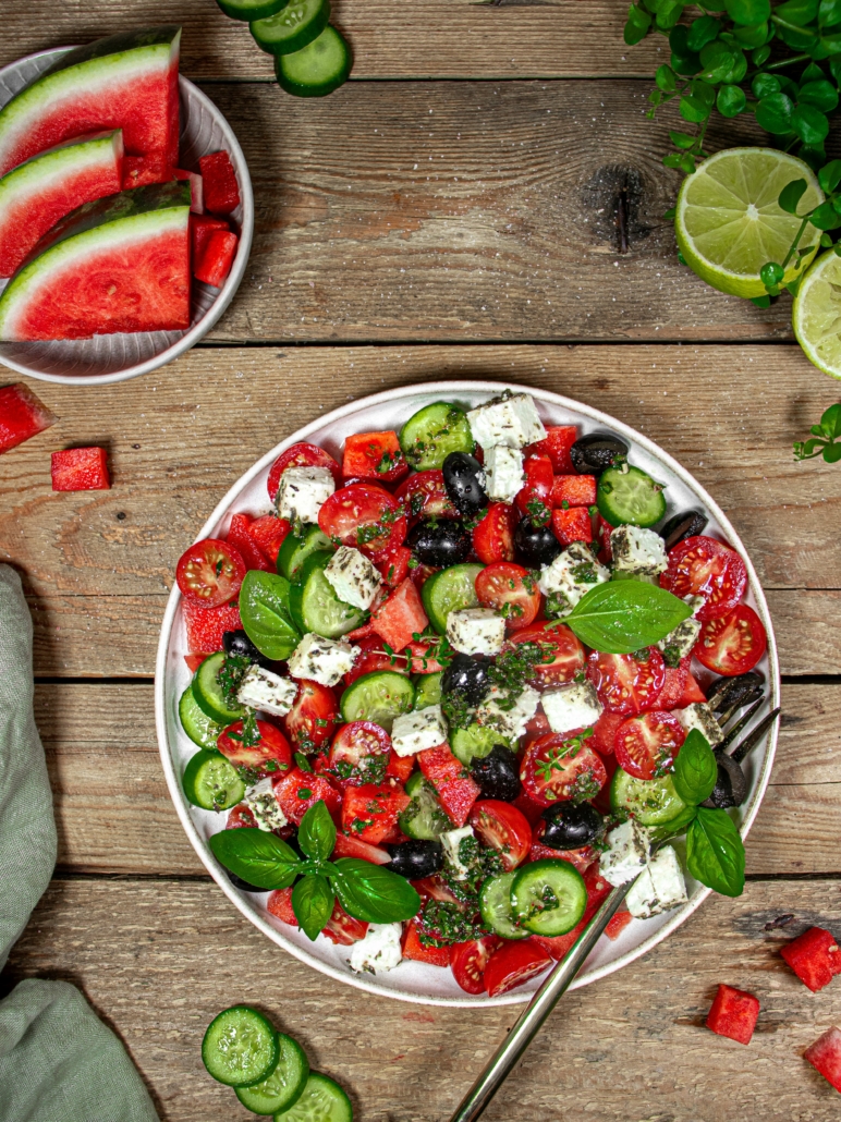 Griechischer Wassermelonen Salat - Kitchenfae