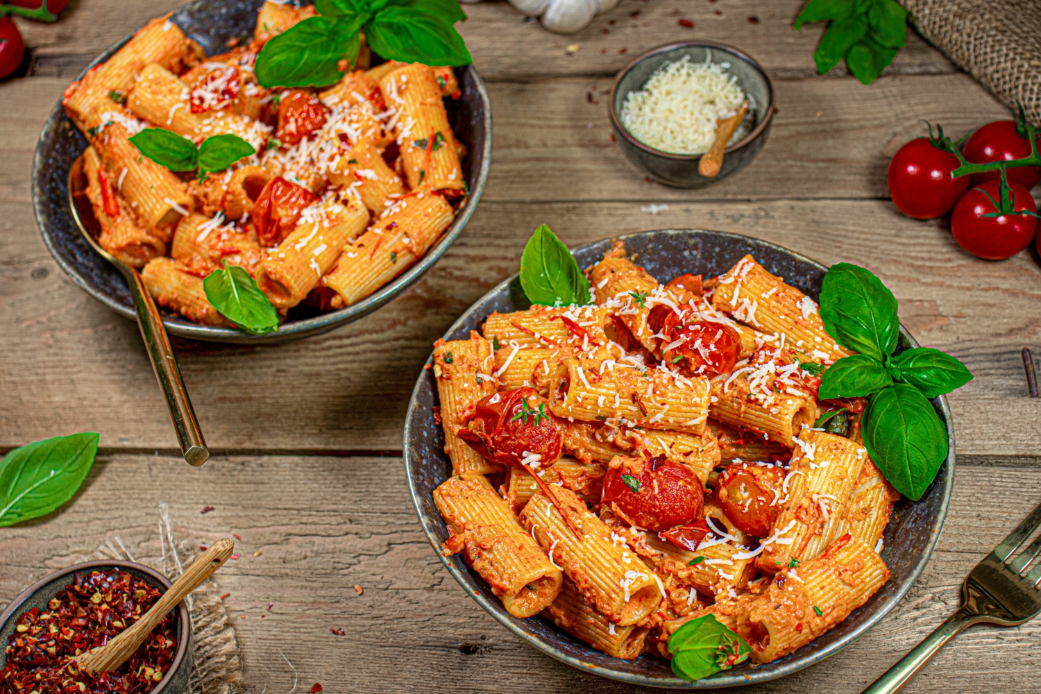 Tomaten-Paprika Ricotta Pasta - Kitchenfae
